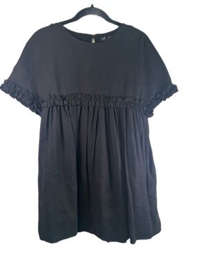 ZARA TRF Black Babydoll Dress Ruffle Empire Waist Short Sleeve Size M